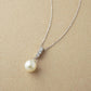 10K Freshwater Pearl Bar Line Necklace (White Gold) - Product Image
