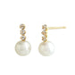 18K/10K Freshwater Pearl 3-Stone Line Earrings (Yellow Gold) - Product Image