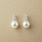 14K/10K Freshwater Pearl Bar Line Earrings (White Gold) - Product Image
