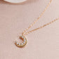 10K Moissanite Moon Necklace (Yellow Gold) - Product Image