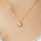 10K Moissanite Moon Necklace (Yellow Gold) - Model Image
