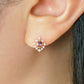 18K/10K Moissanite Pink Tourmaline Earrings [Birth of a Star] (Yellow Gold) - Model Image