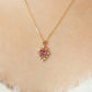 10K Moissanite Pink Tourmaline Necklace [Birth of a Star] (Yellow Gold) - Model Image