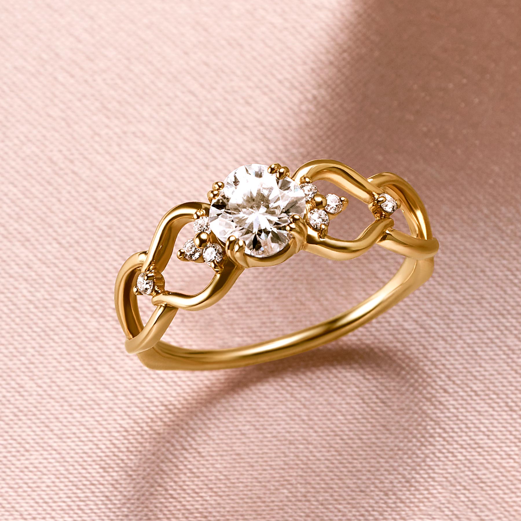 10K Moissanite Cushion Cut Ring (Yellow Gold) - Product Image