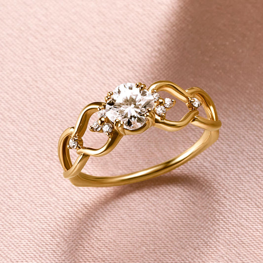 10K Moissanite Cushion Cut Ring (Yellow Gold) - Product Image