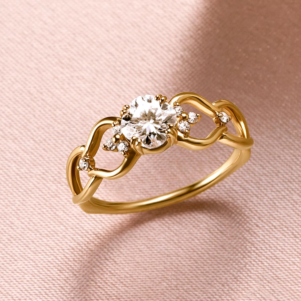 10K Moissanite Cushion Cut Ring (Yellow Gold) - Product Image