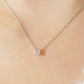 [Limited Edition] Platinum Princess Cut Diamond Necklace - Model Image