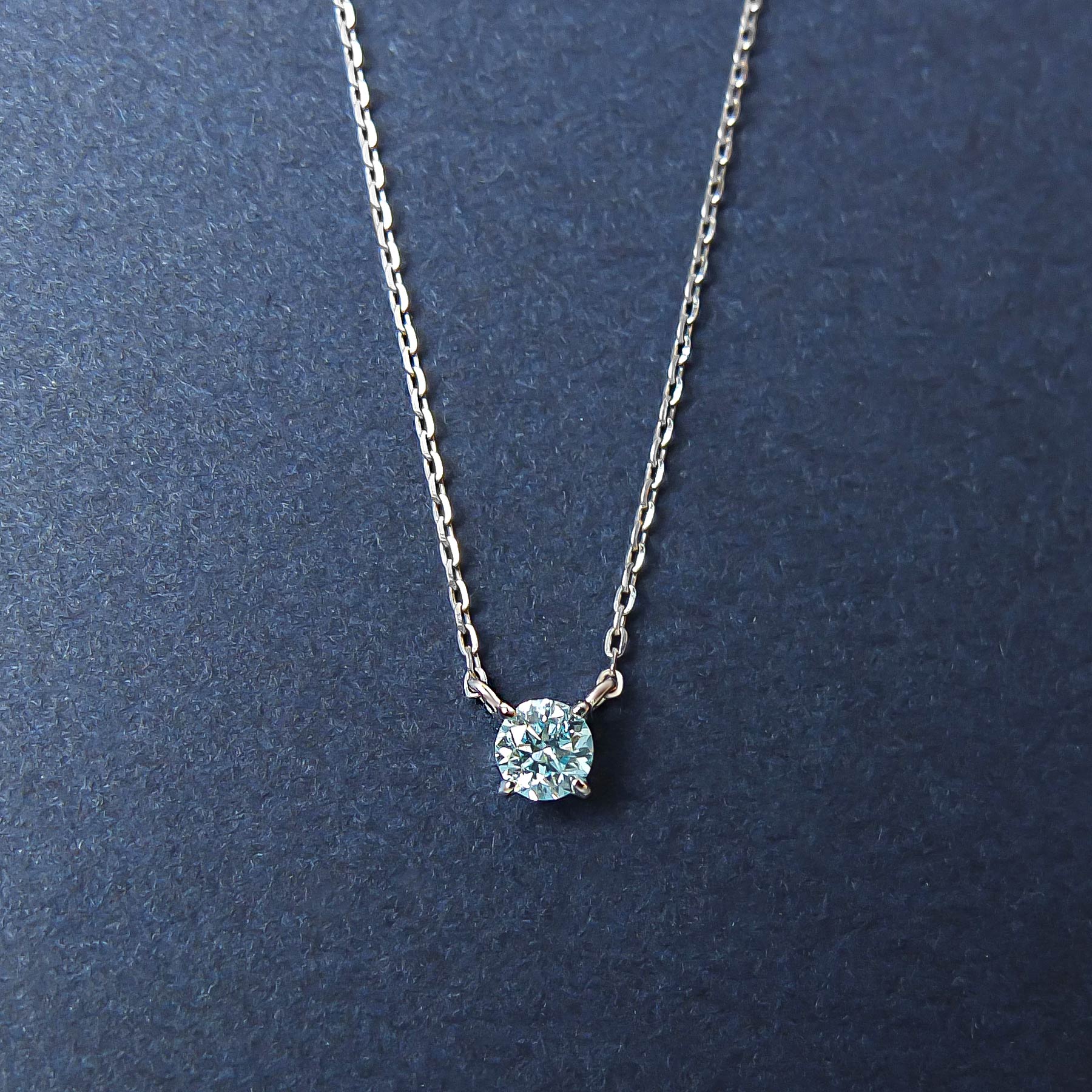 [Limited Edition] Platinum Ice Blue Diamond Solitaire Necklace - Product Image