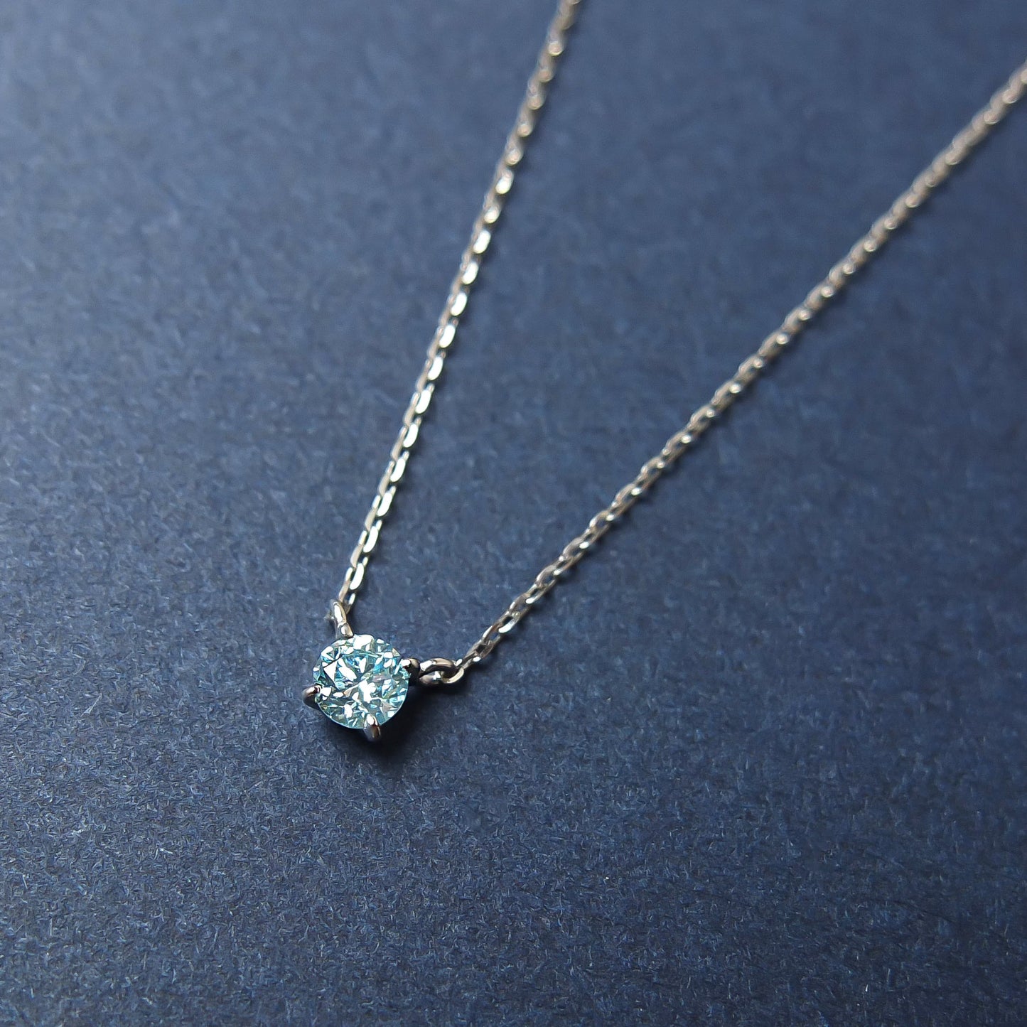 [Limited Edition] Platinum Ice Blue Diamond Solitaire Necklace - Product Image