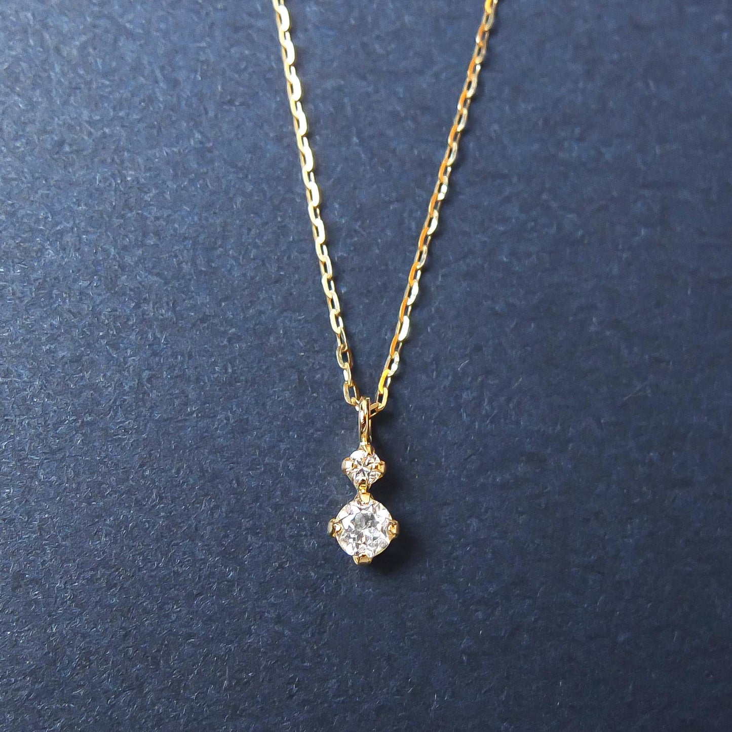 10K Diamond White Topaz Simple Necklace (Yellow Gold) - Product Image