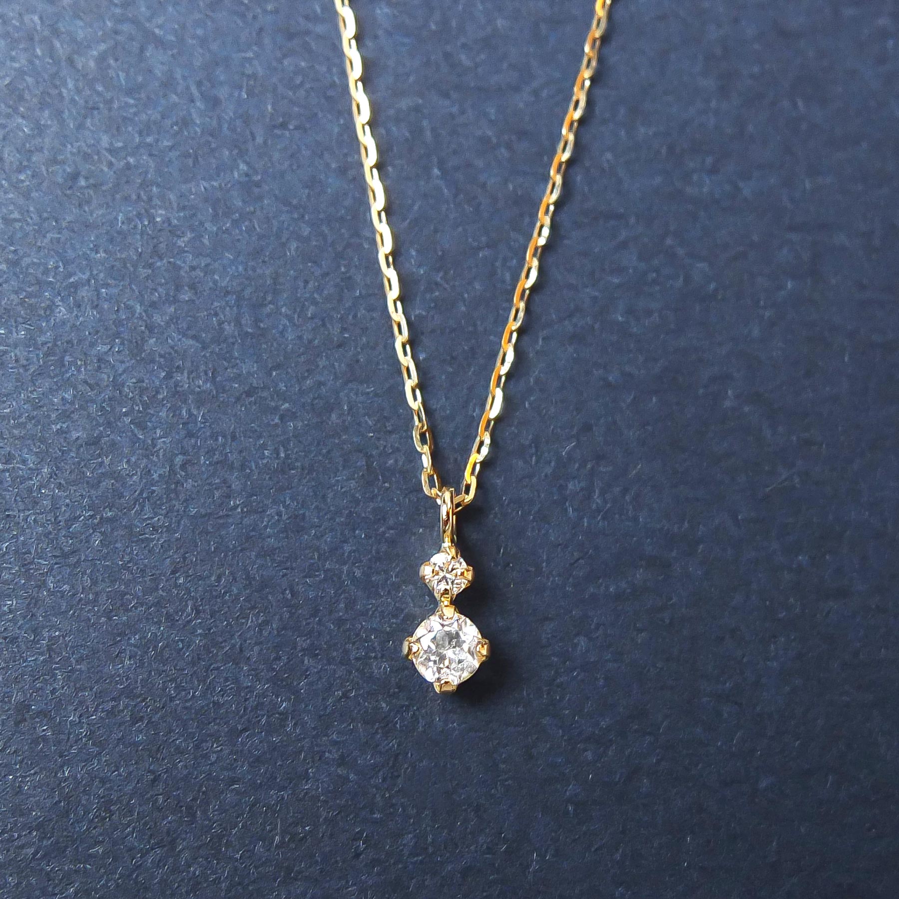 10K Diamond White Topaz Simple Necklace (Yellow Gold) - Product Image