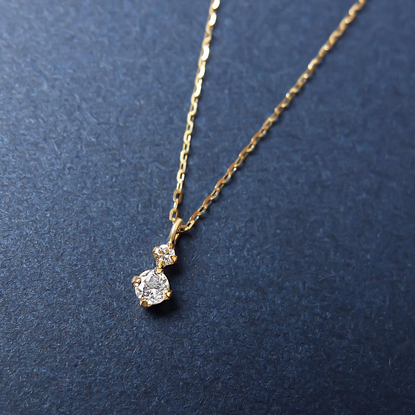 10K Diamond White Topaz Simple Necklace (Yellow Gold) - Product Image