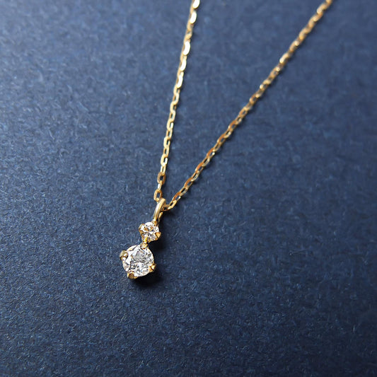 10K Diamond White Topaz Simple Necklace (Yellow Gold) - Product Image