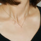 10K Diamond White Topaz Simple Necklace (Yellow Gold) - Model Image