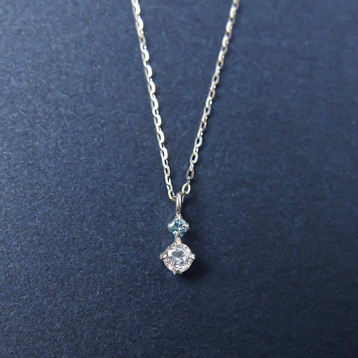 10K Diamond White Topaz Simple Necklace (White Gold) - Product Image