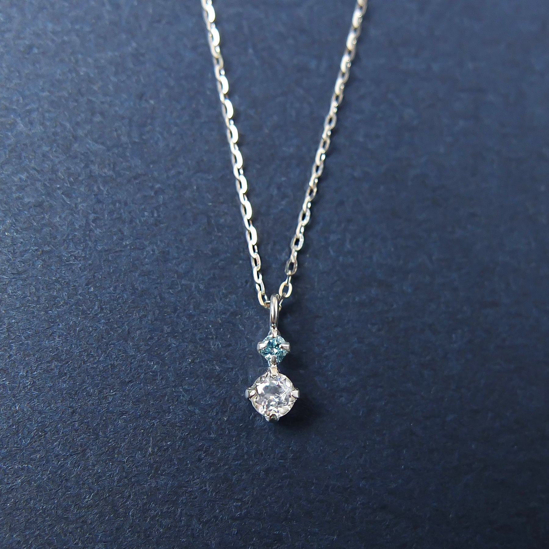 10K Diamond White Topaz Simple Necklace (White Gold) - Product Image