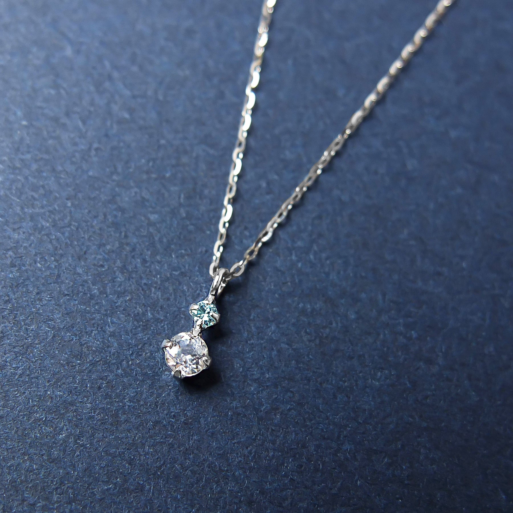 10K Diamond White Topaz Simple Necklace (White Gold) - Product Image