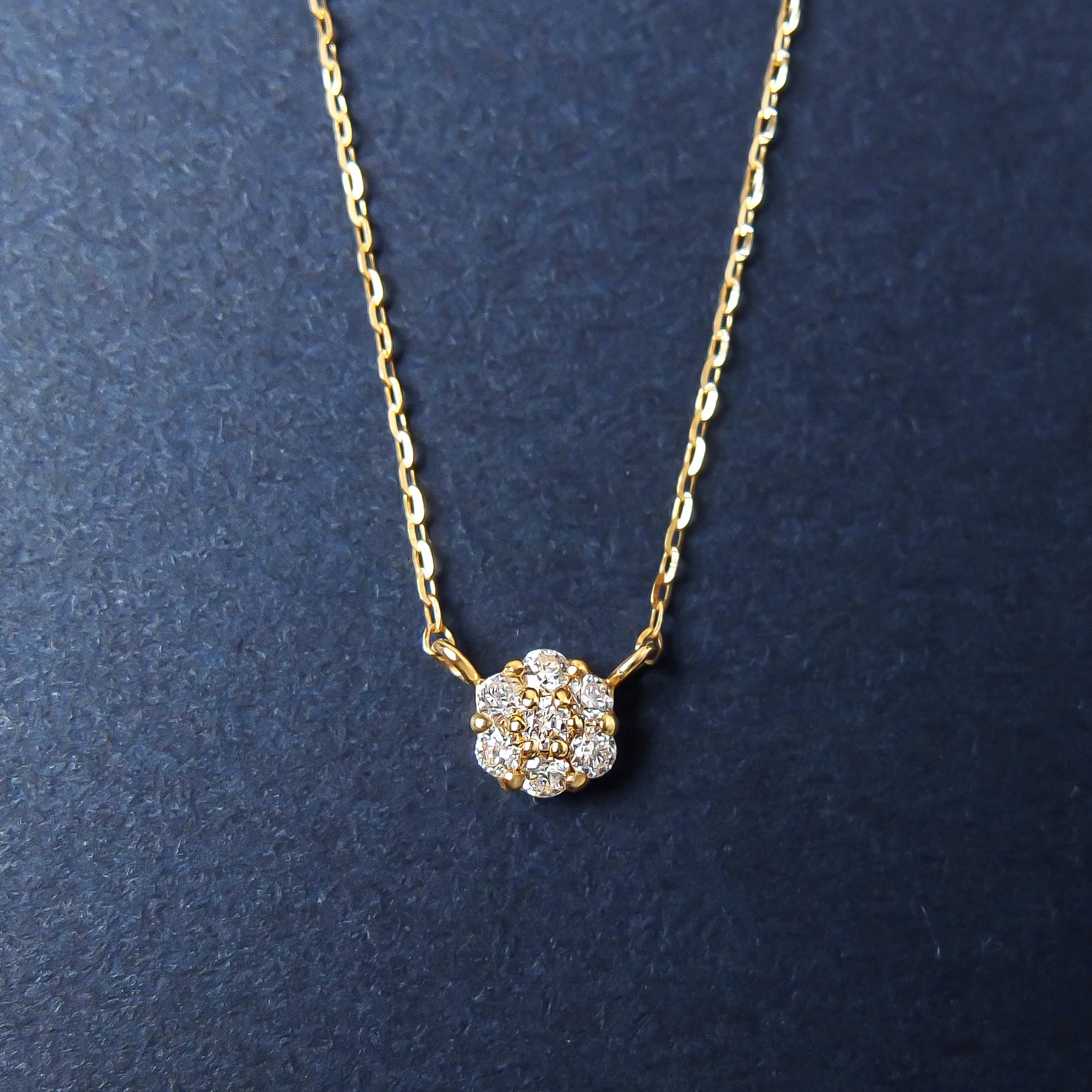18K Diamond Flower Pave Necklace M (Yellow Gold) - Product Image