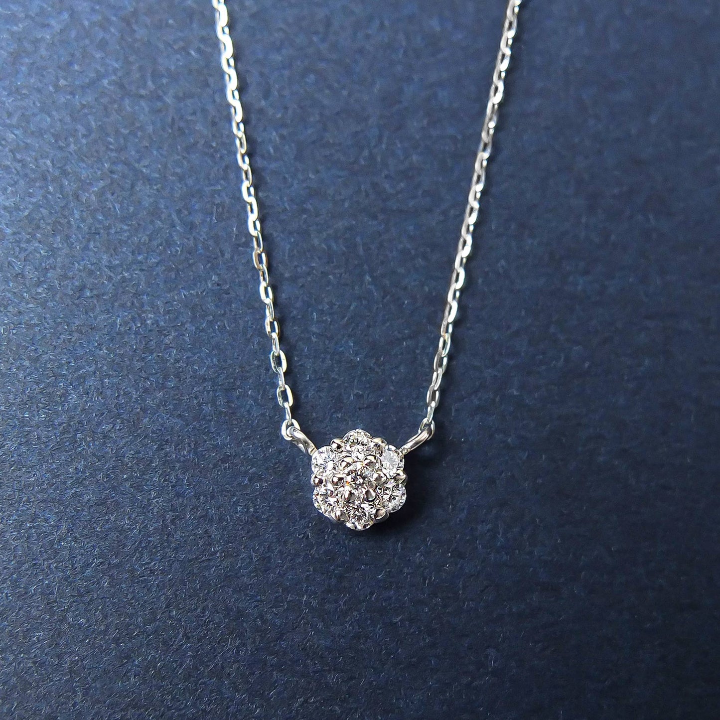 Platinum Diamond Flower Pave Necklace M - Product Image