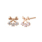 10K Ribbon 3-Stone Stud Earrings (Rose Gold) - Product Image
