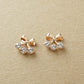 10K Ribbon 3-Stone Stud Earrings (Rose Gold) - Product Image
