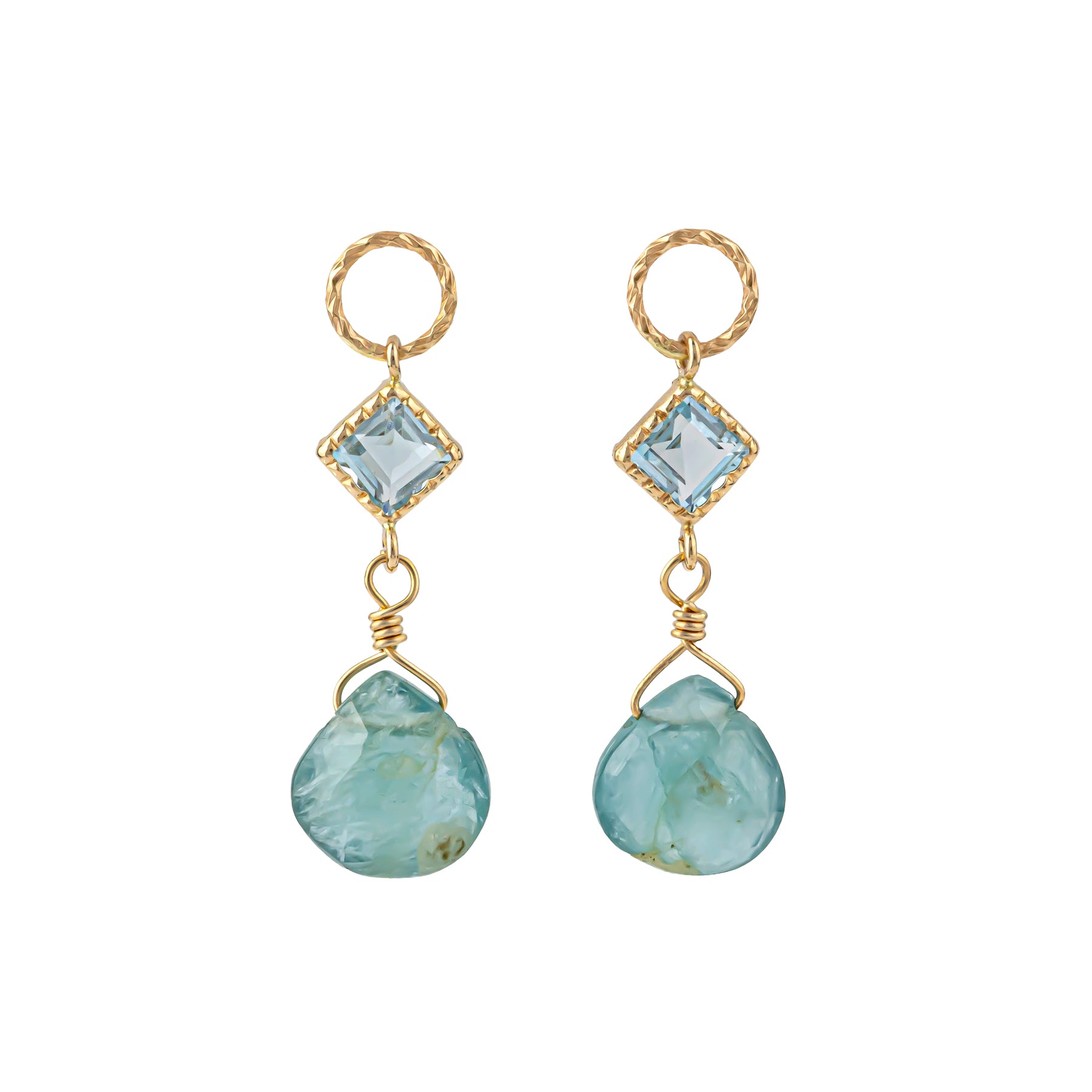 [Palette] 10K Blue Topaz x Grandidierite Charms (Large Link) (Yellow Gold) - Product Image