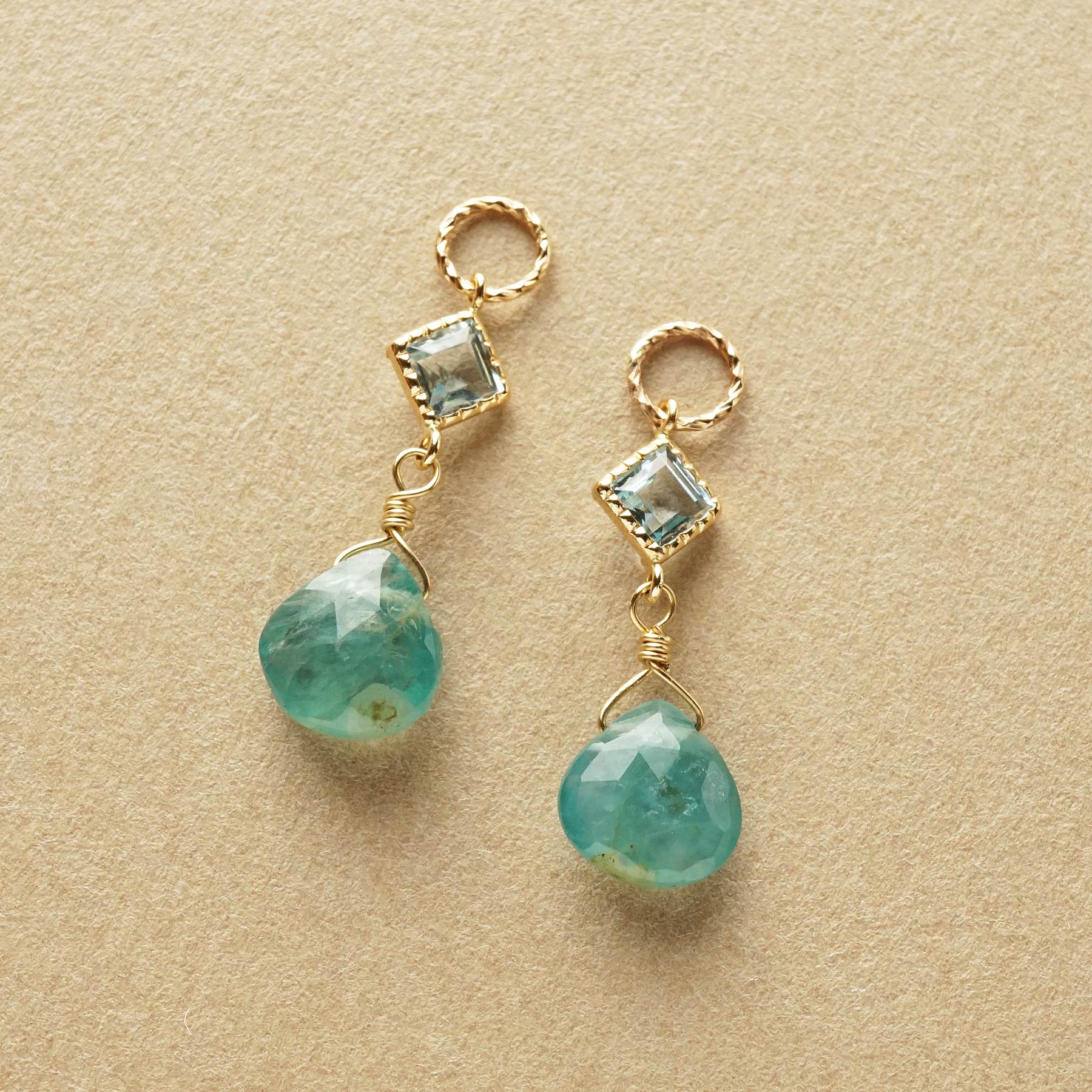 [Palette] 10K Blue Topaz x Grandidierite Charms (Large Link) (Yellow Gold) - Product Image