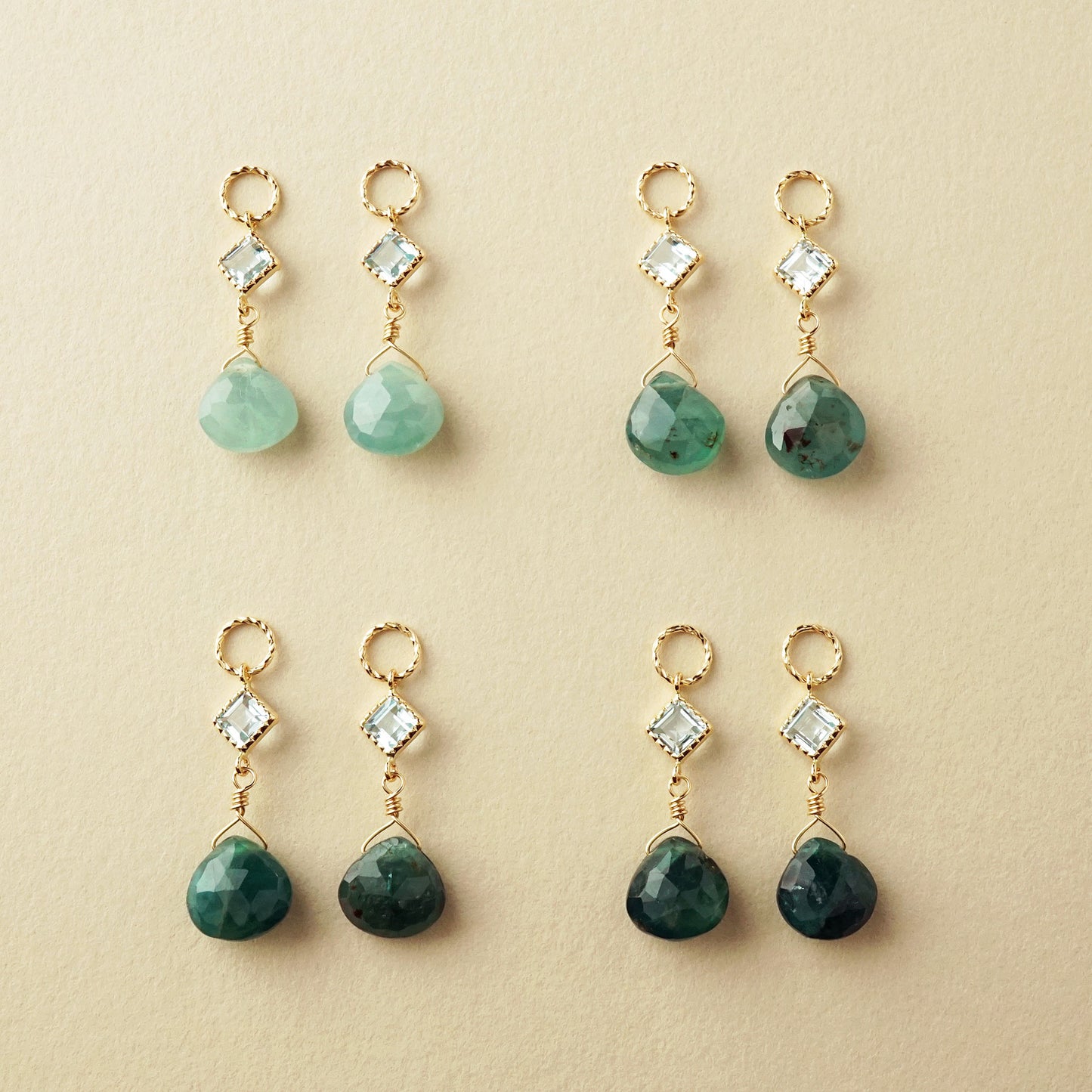 [Palette] 10K Blue Topaz x Grandidierite Charms (Large Link) (Yellow Gold)