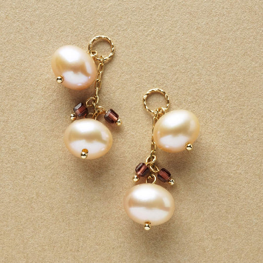[Palette] 10K Freshwater Pearl Charms (Large Link) (Yellow Gold) - Product Image