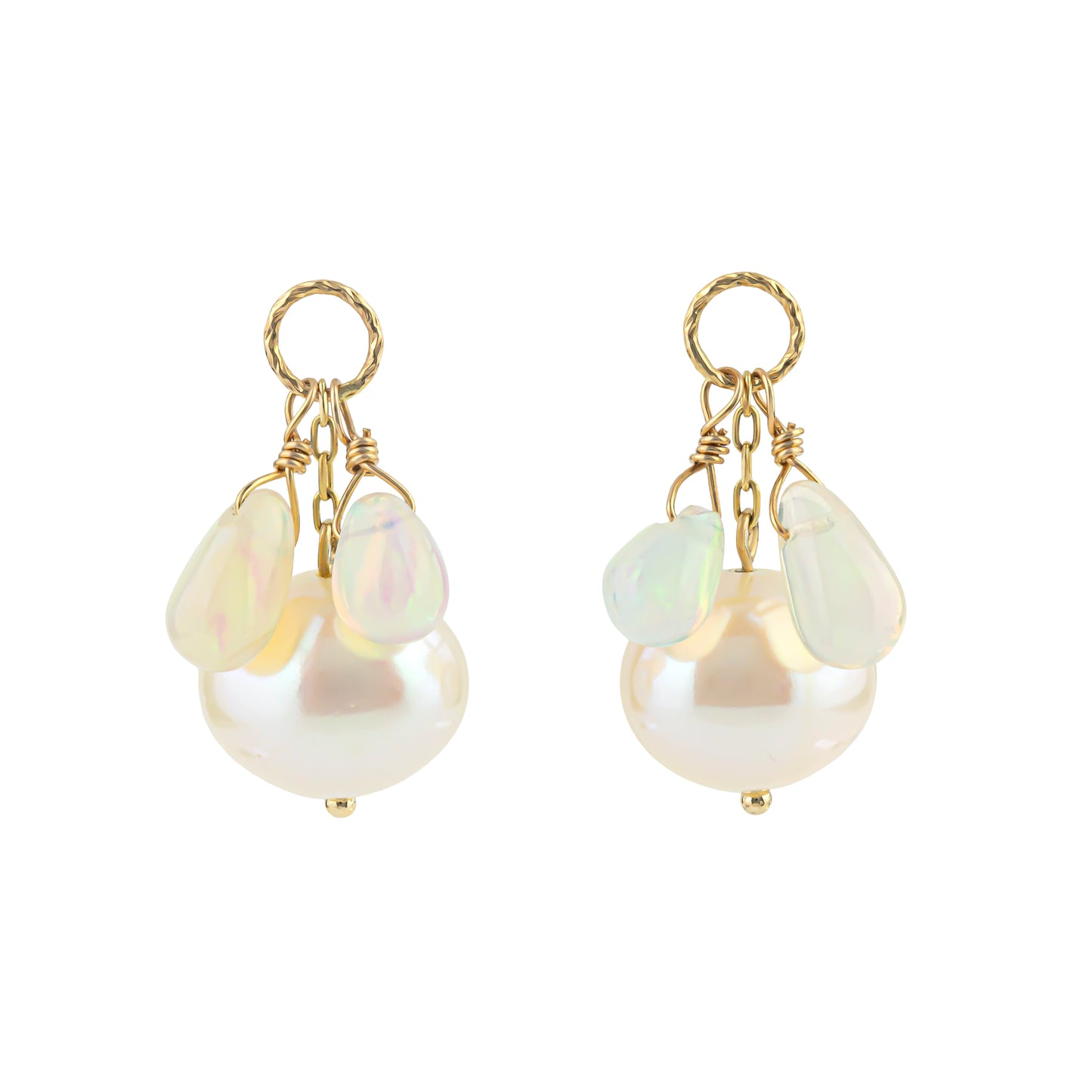 [Palette] 10K Freshwater Pearl x Opal Charms (Large Link) (Yellow Gold) - Product Image