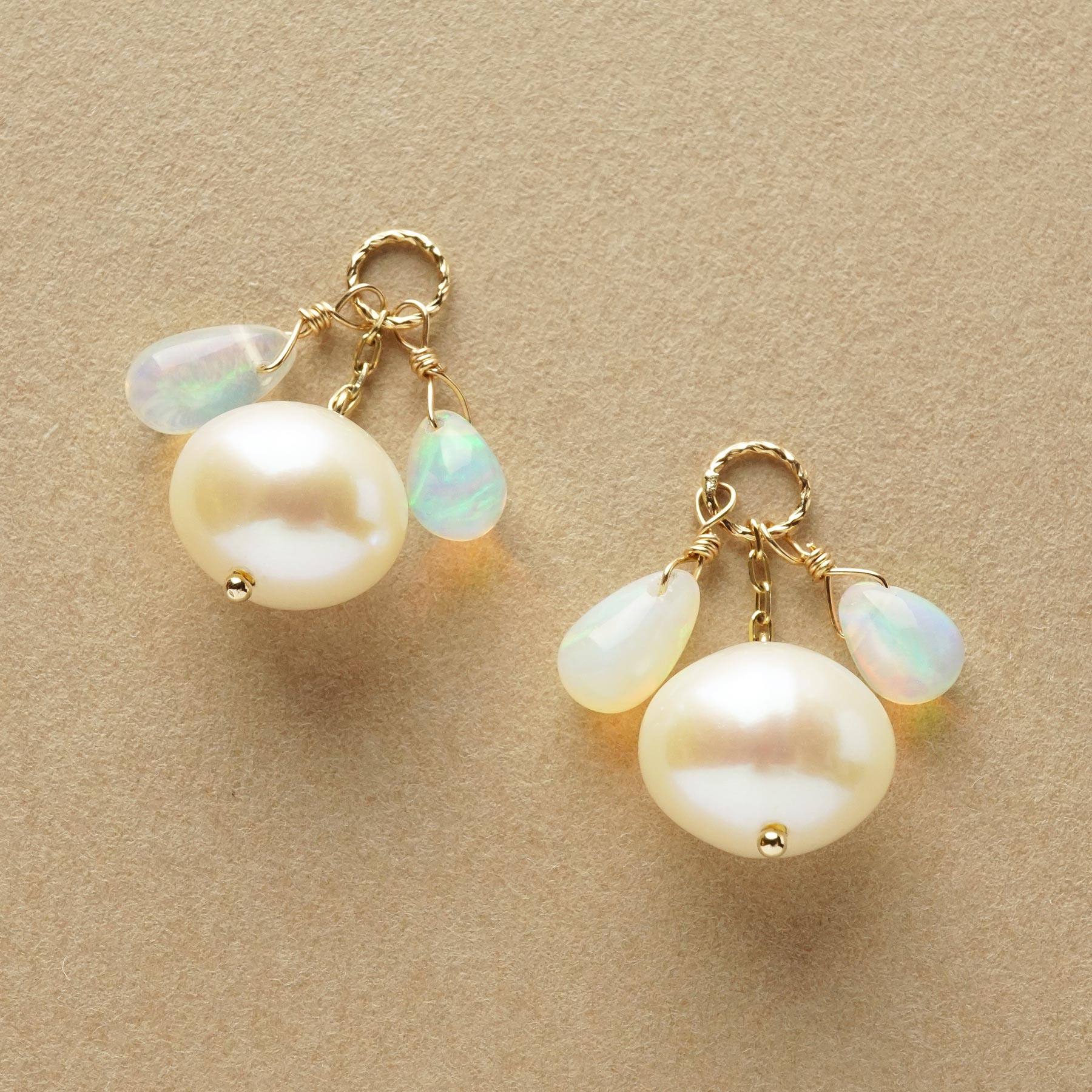 [Palette] 10K Freshwater Pearl x Opal Charms (Large Link) (Yellow Gold) - Product Image