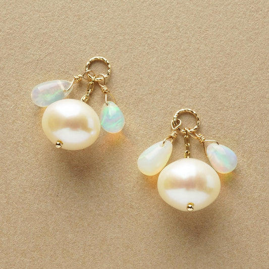 [Palette] 10K Freshwater Pearl x Opal Charms (Large Link) (Yellow Gold) - Product Image