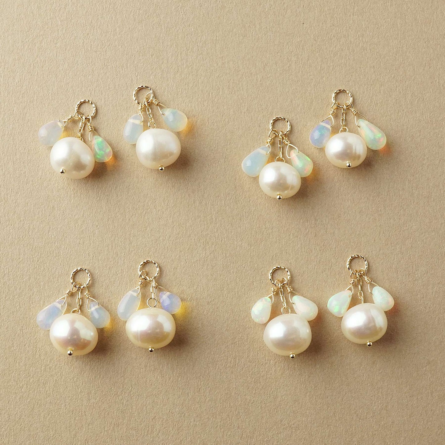 [Palette] 10K Freshwater Pearl x Opal Charms (Large Link) (Yellow Gold)