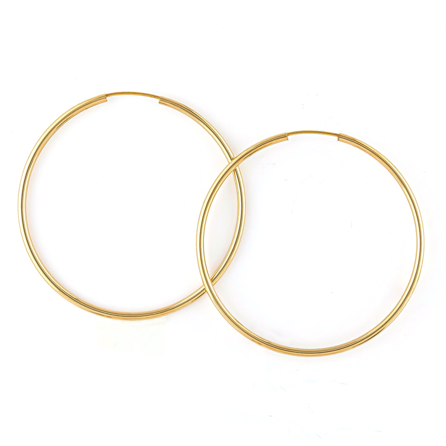 10K Seamless Pipe Hoop Earrings [40mm] (Yellow Gold) - Product Image