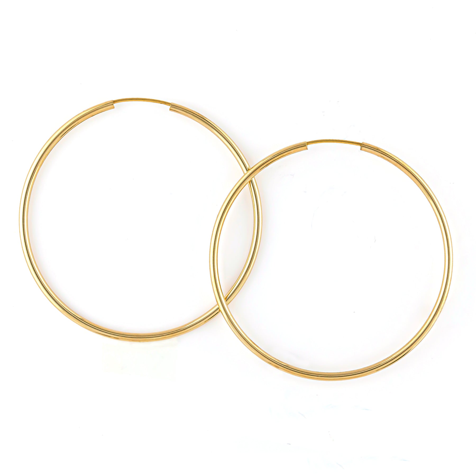 10K Seamless Pipe Hoop Earrings [40mm] (Yellow Gold) - Product Image