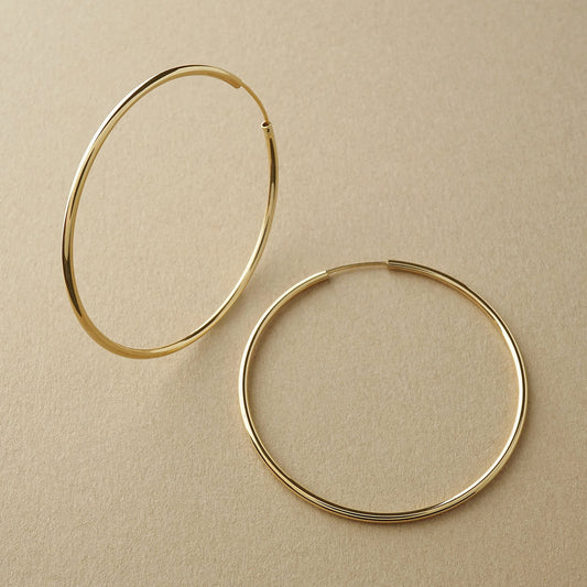 10K Seamless Pipe Hoop Earrings [40mm] (Yellow Gold) - Product Image