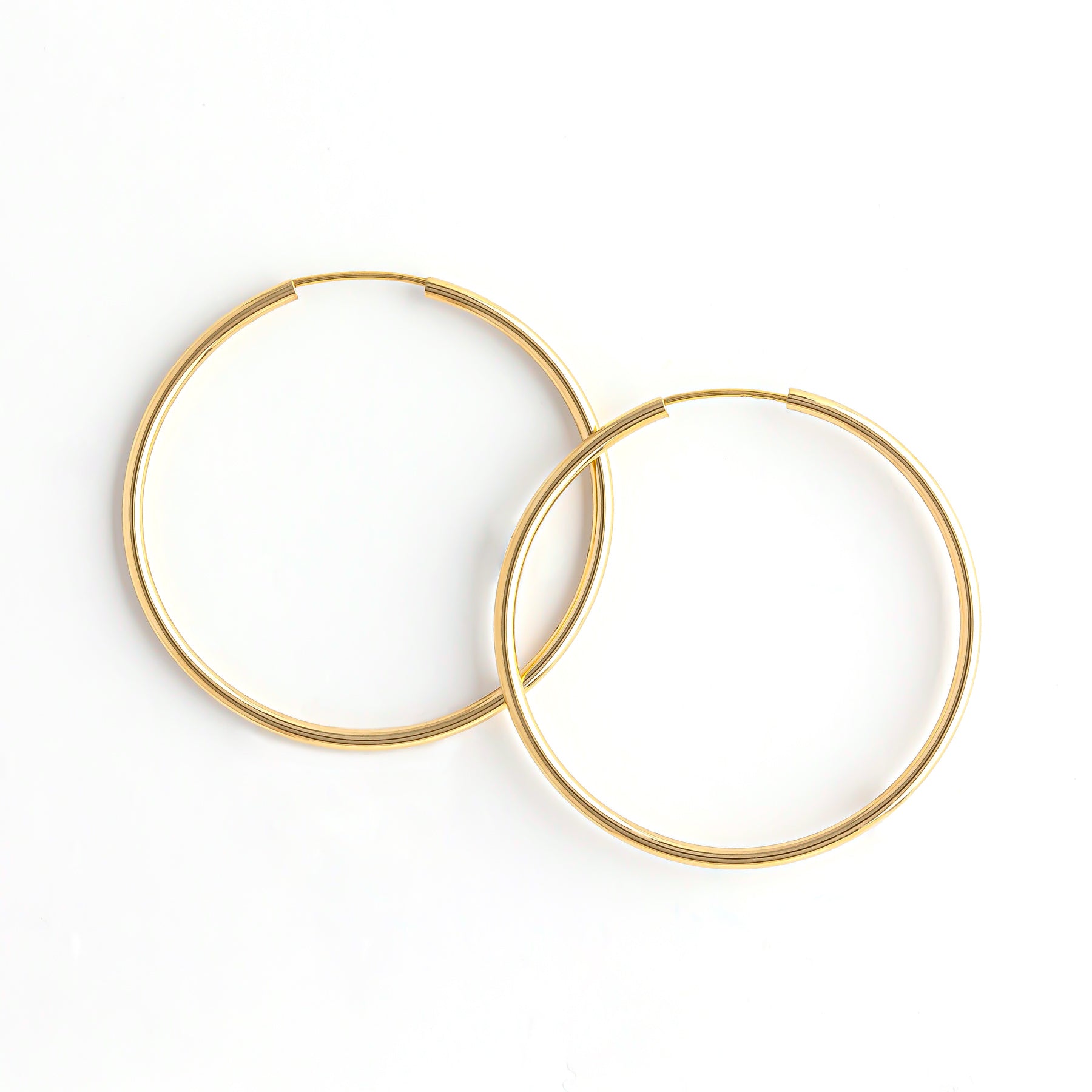 10K Seamless Pipe Hoop Earrings [32mm] (Yellow Gold) - Product Image