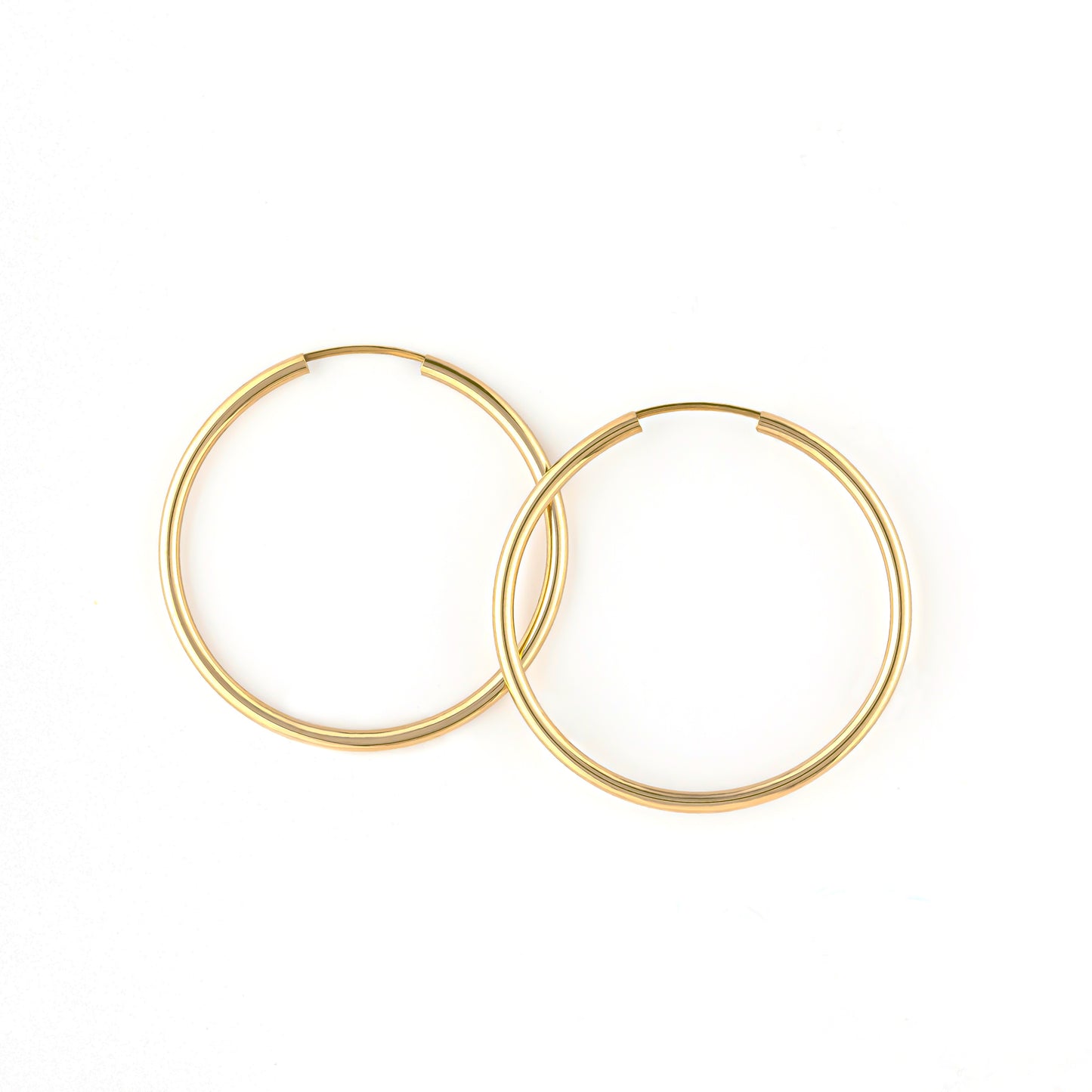 10K Seamless Pipe Hoop Earrings [27mm] (Yellow Gold) - Product Image