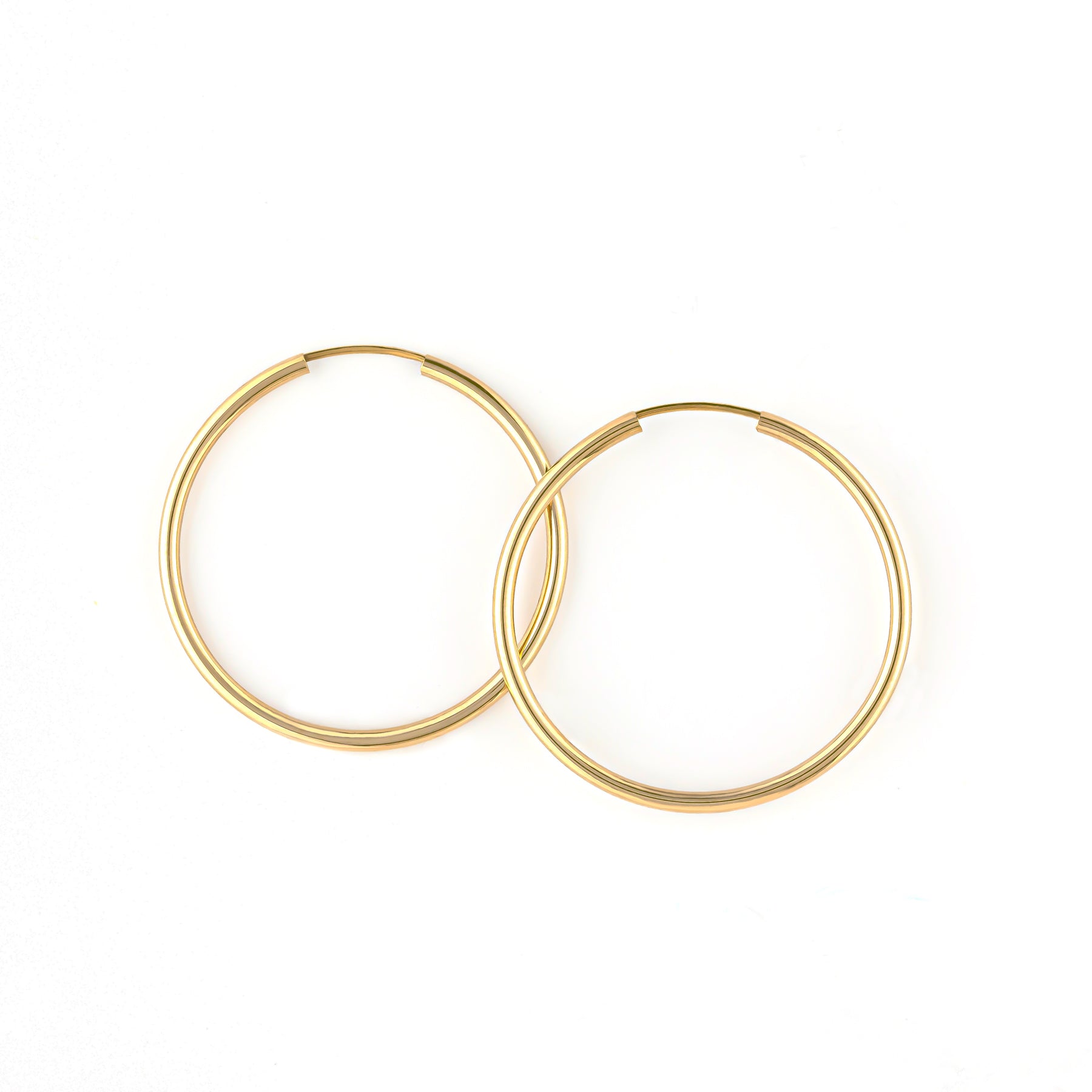 10K Seamless Pipe Hoop Earrings [27mm] (Yellow Gold) - Product Image
