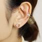 [Solo Earring] 925 Sterling Silver / 10K Yaezakura (Double-layered Sakura) Single Earring - Model Image
