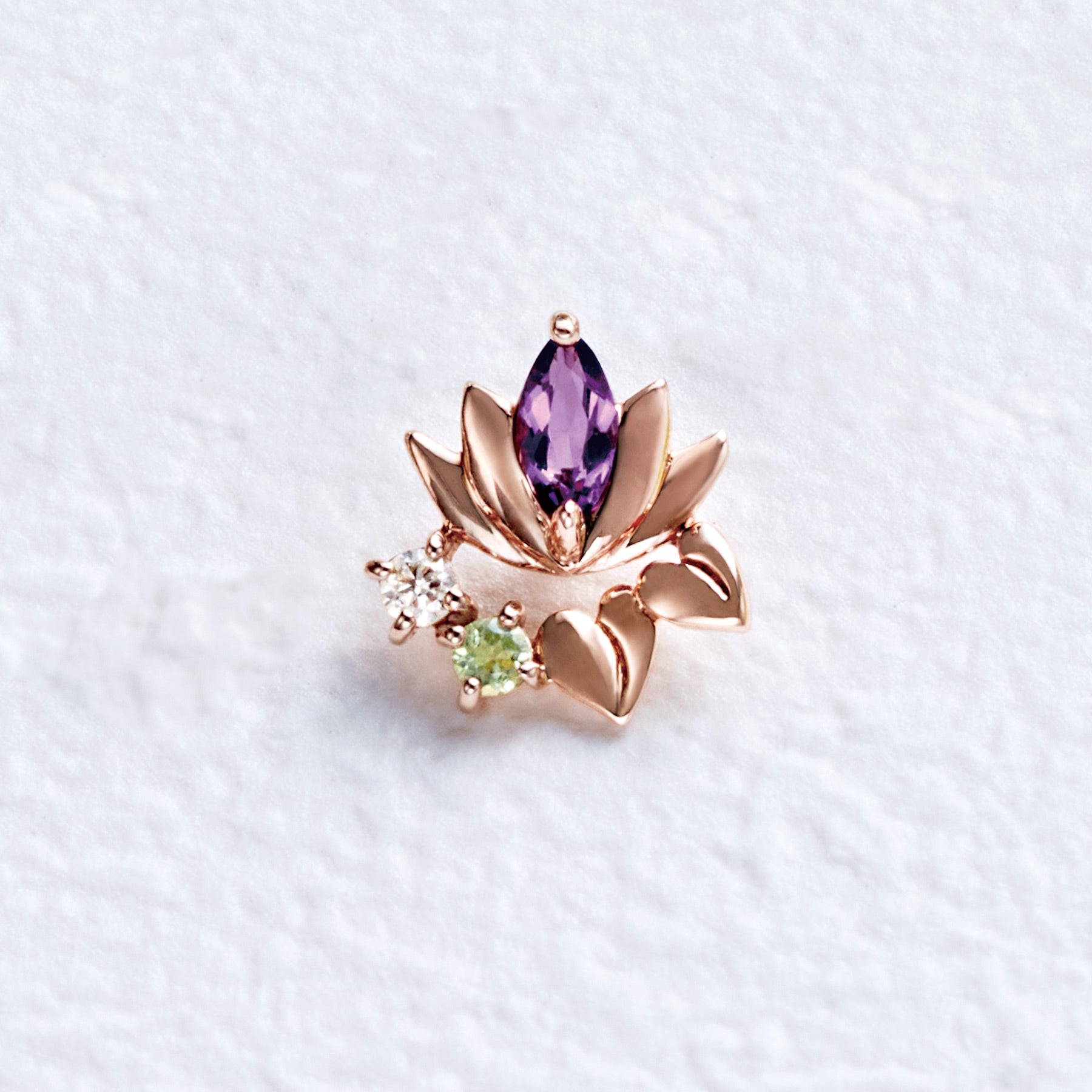 [Solo Earring] 18K/10K Water Lily Single Earring (Rose Gold) - Product Image
