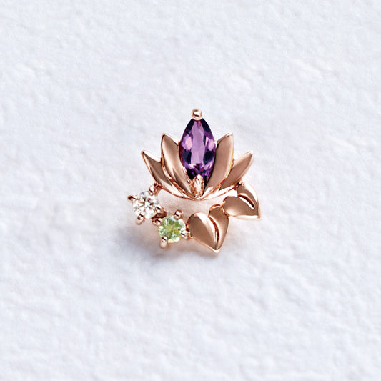 [Solo Earring] 18K/10K Water Lily Single Earring (Rose Gold) - Product Image