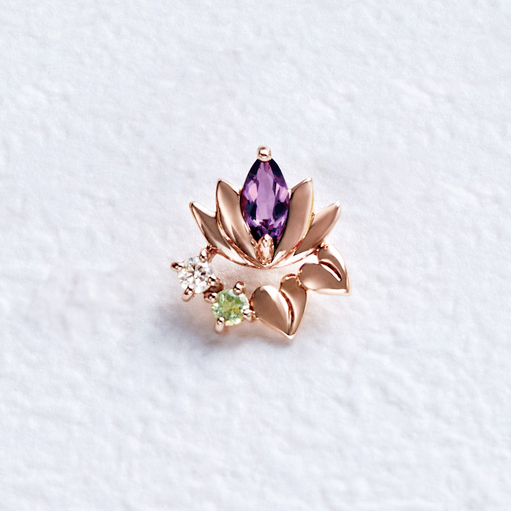 [Solo Earring] 18K/10K Water Lily Single Earring (Rose Gold) - Product Image