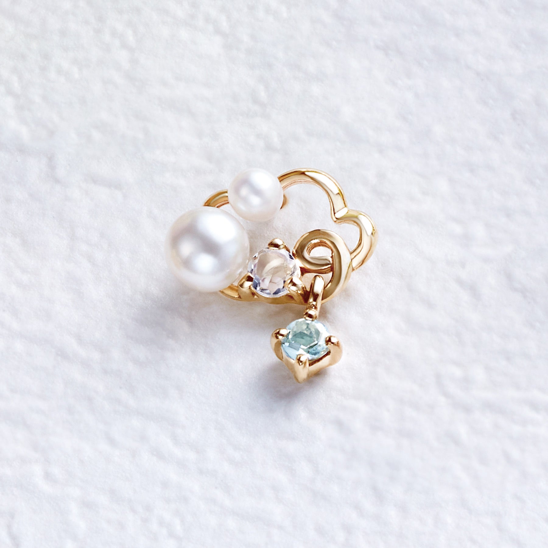 [Solo Earring] 18K/10K Plump Cloud Single Earring (Yellow Gold) - Product Image