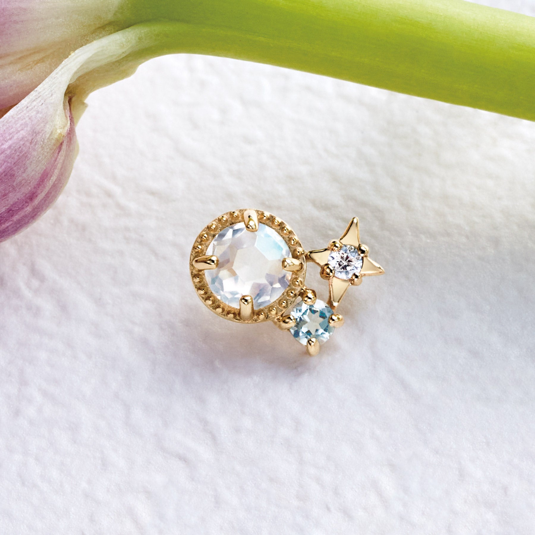 [Solo Earring] 18K/10K Sparkle Single Earring (Yellow Gold) - Product Image