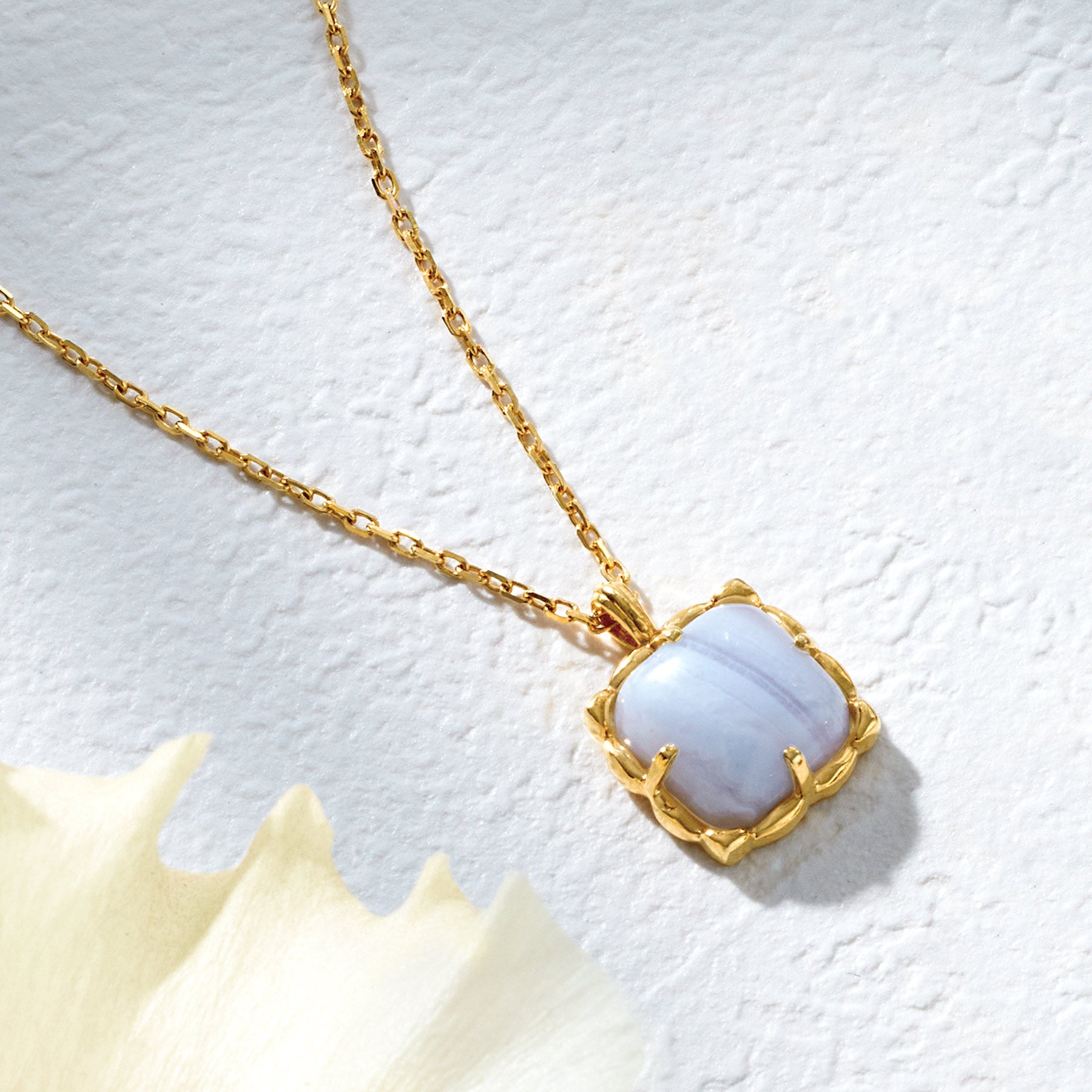 925 Sterling Silver Fluffy Cloud Blue Lace Agate Necklace - Product Image