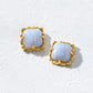 925 Sterling Silver / 10K Fluffy Cloud Blue Lace Agate Earrings - Product Image