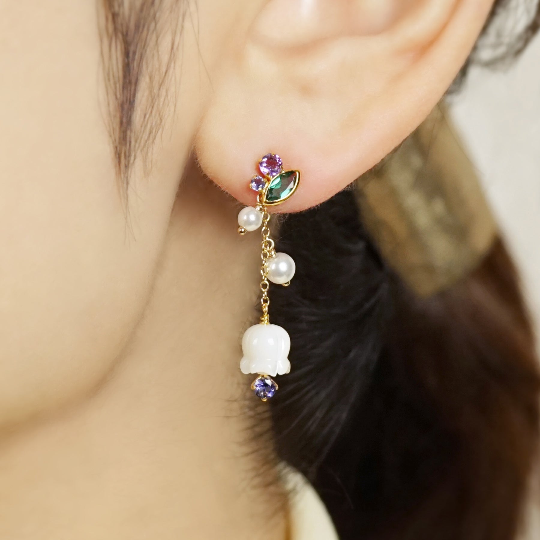 925 Sterling Silver / 10K / Gold Filled Blueberry Earrings - Model Image