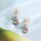 18K/10K White Shell Earrings [Blossom] (Yellow Gold) - Product Image