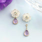 18K/10K White Shell Earrings [Blossom] (Yellow Gold) - Product Image